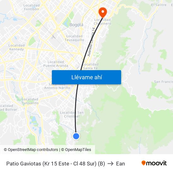 Patio Gaviotas (Kr 15 Este - Cl 48 Sur) (B) to Ean map