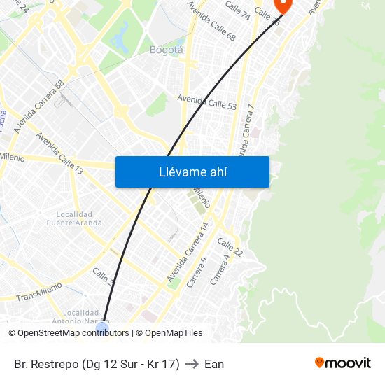 Br. Restrepo (Dg 12 Sur - Kr 17) to Ean map