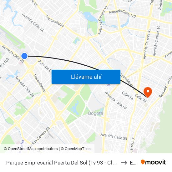 Parque Empresarial Puerta Del Sol (Tv 93 - Cl 51) to Ean map