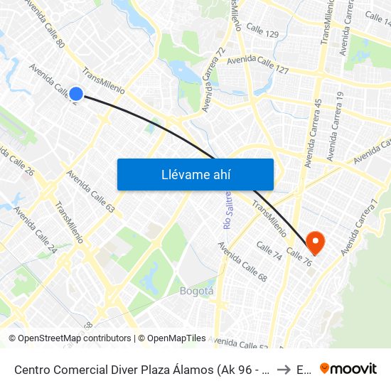 Centro Comercial Diver Plaza Álamos (Ak 96 - Cl 72a) to Ean map