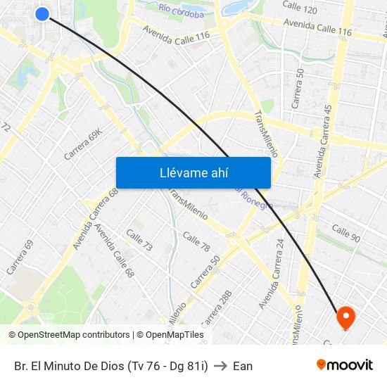 Br. El Minuto De Dios (Tv 76 - Dg 81i) to Ean map