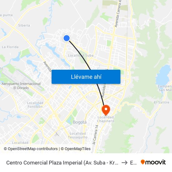 Centro Comercial Plaza Imperial (Av. Suba - Kr 107) to Ean map