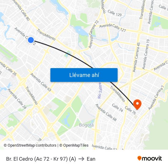 Br. El Cedro (Ac 72 - Kr 97) (A) to Ean map