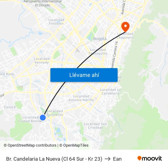 Br. Candelaria La Nueva (Cl 64 Sur - Kr 23) to Ean map