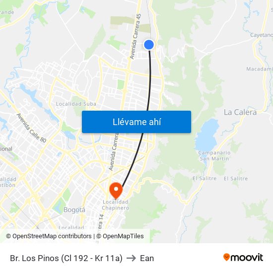 Br. Los Pinos (Cl 192 - Kr 11a) to Ean map