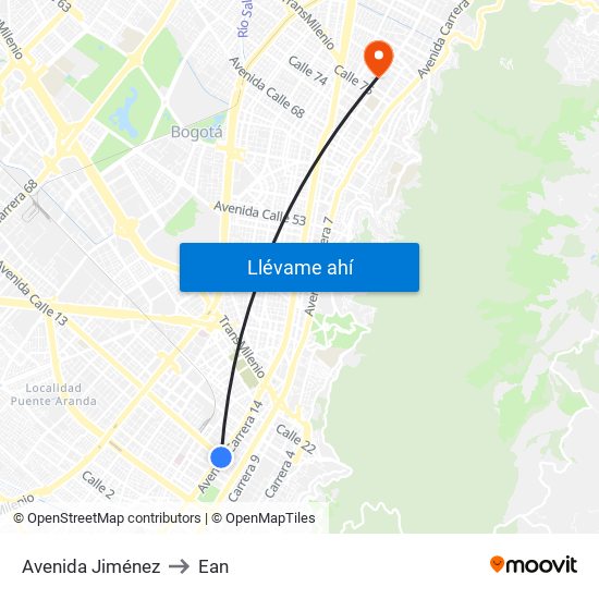 Avenida Jiménez to Ean map
