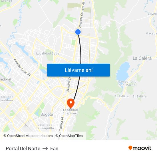Portal Del Norte to Ean map