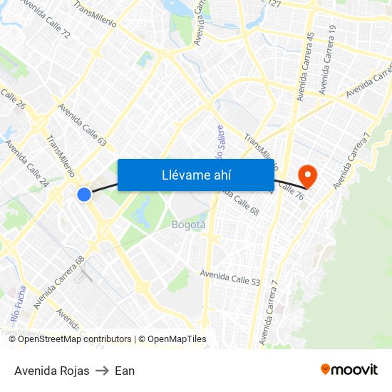 Avenida Rojas to Ean map