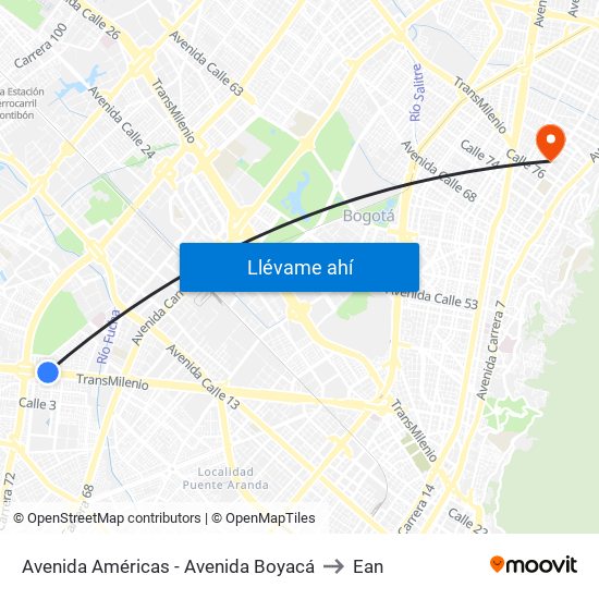 Avenida Américas - Avenida Boyacá to Ean map