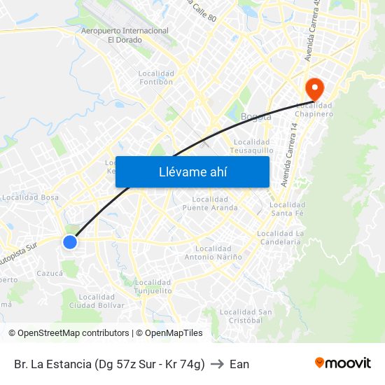 Br. La Estancia (Dg 57z Sur - Kr 74g) to Ean map