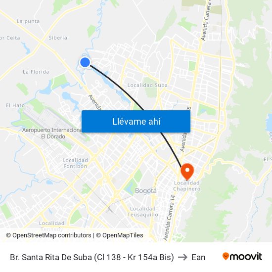 Br. Santa Rita De Suba (Cl 138 - Kr 154a Bis) to Ean map