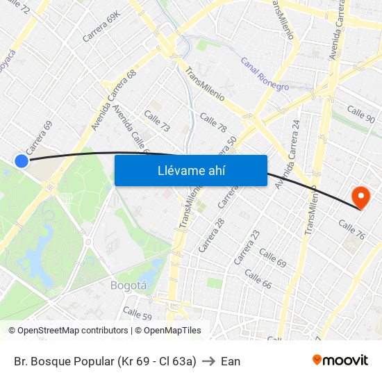 Br. Bosque Popular (Kr 69 - Cl 63a) to Ean map