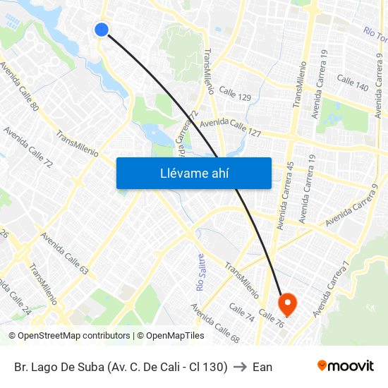 Br. Lago De Suba (Av. C. De Cali - Cl 130) to Ean map