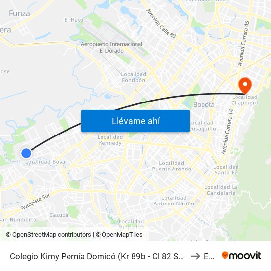 Colegio Kimy Pernía Domicó (Kr 89b - Cl 82 Sur) to Ean map