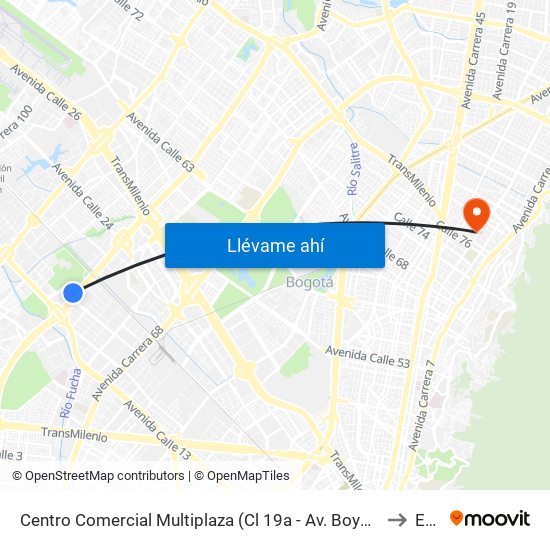 Centro Comercial Multiplaza (Cl 19a - Av. Boyacá) to Ean map