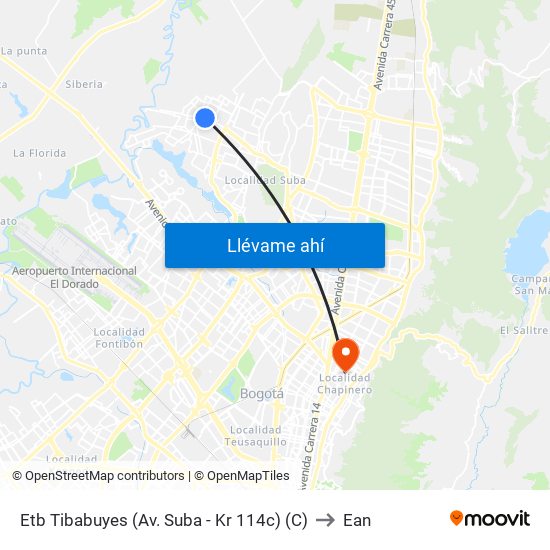 Etb Tibabuyes (Av. Suba - Kr 114c) (C) to Ean map