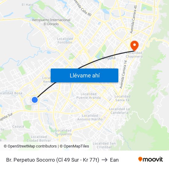 Br. Perpetuo Socorro (Cl 49 Sur - Kr 77t) to Ean map