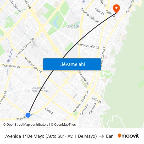 Avenida 1° De Mayo (Auto Sur - Av. 1 De Mayo) to Ean map