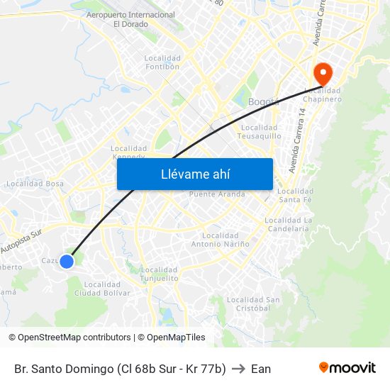 Br. Santo Domingo (Cl 68b Sur - Kr 77b) to Ean map