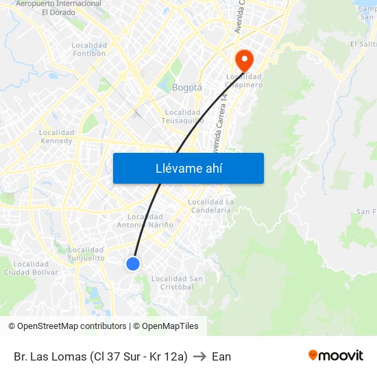 Br. Las Lomas (Cl 37 Sur - Kr 12a) to Ean map