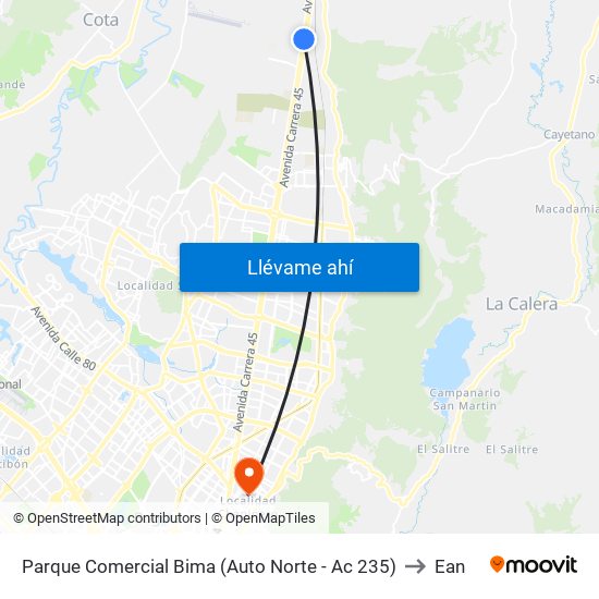 Parque Comercial Bima (Auto Norte - Ac 235) to Ean map