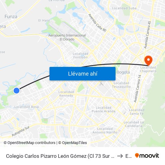 Colegio Carlos Pizarro León Gómez (Cl 73 Sur - Kr 103) to Ean map