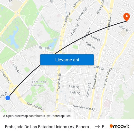 Embajada De Los Estados Unidos (Av. Esperanza - Kr 48) to Ean map