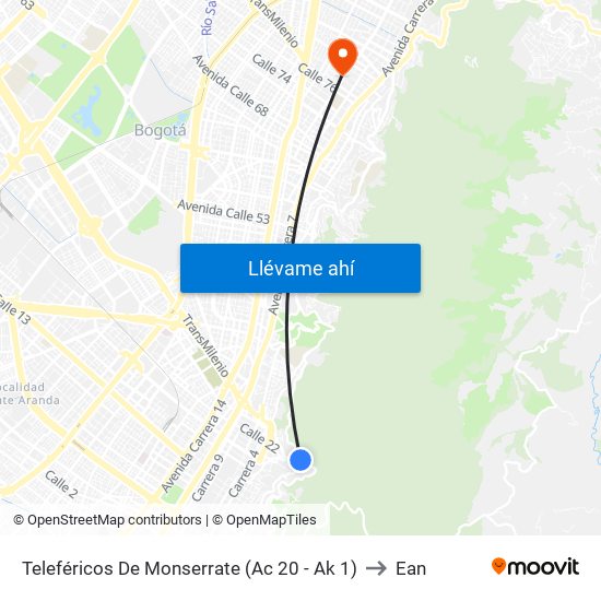 Teleféricos De Monserrate (Ac 20 - Ak 1) to Ean map