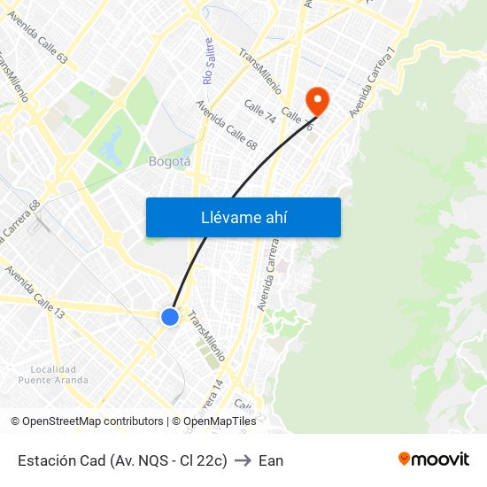 Estación Cad (Av. NQS - Cl 22c) to Ean map