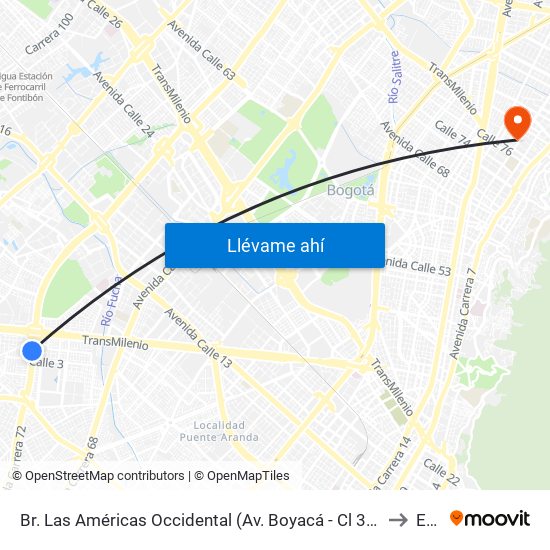 Br. Las Américas Occidental (Av. Boyacá - Cl 3b) (A) to Ean map