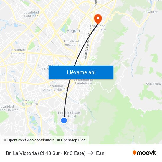 Br. La Victoria (Cl 40 Sur - Kr 3 Este) to Ean map