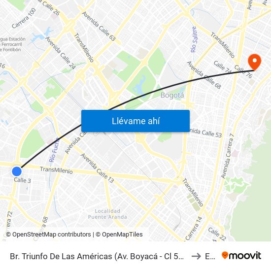 Br. Triunfo De Las Américas (Av. Boyacá - Cl 5a) (B) to Ean map