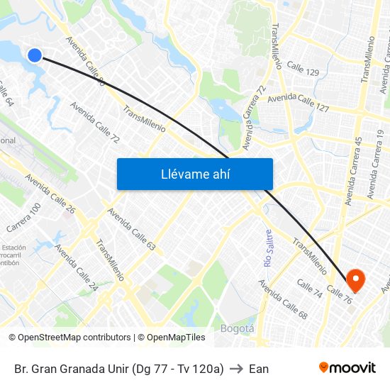 Br. Gran Granada Unir (Dg 77 - Tv 120a) to Ean map