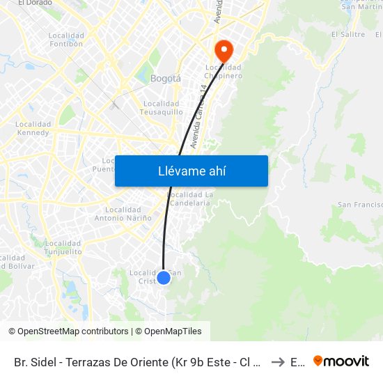 Br. Sidel - Terrazas De Oriente (Kr 9b Este - Cl 32b Sur) to Ean map