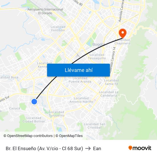 Br. El Ensueño (Av. V/cio - Cl 68 Sur) to Ean map