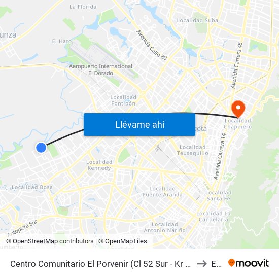 Centro Comunitario El Porvenir (Cl 52 Sur - Kr 100) to Ean map