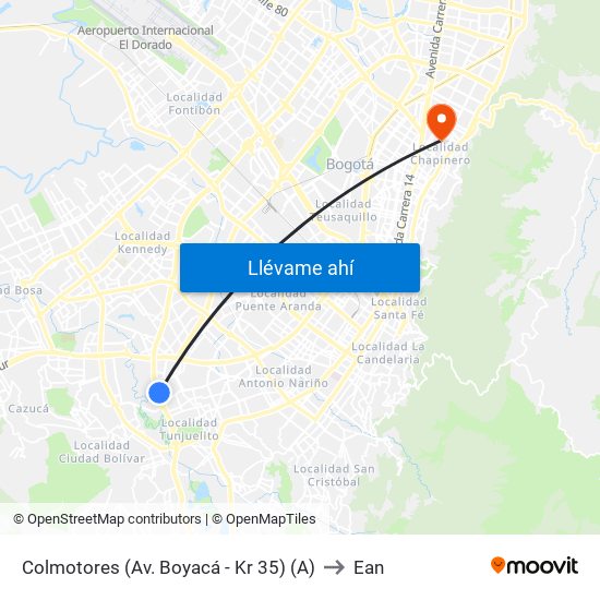 Colmotores (Av. Boyacá - Kr 35) (A) to Ean map