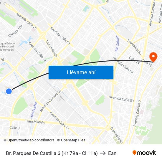 Br. Parques De Castilla 6 (Kr 79a - Cl 11a) to Ean map