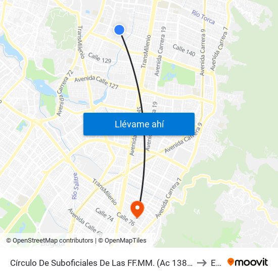 Círculo De Suboficiales De Las FF.MM. (Ac 138 - Kr 56) to Ean map