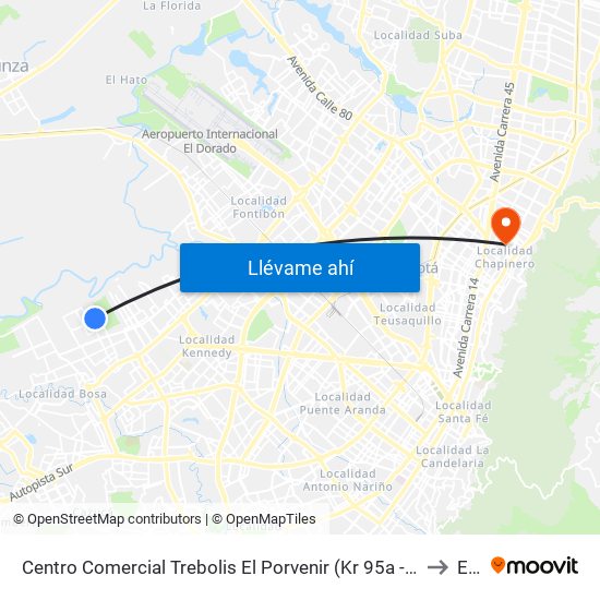 Centro Comercial Trebolis El Porvenir (Kr 95a - Cl 49c Sur) to Ean map