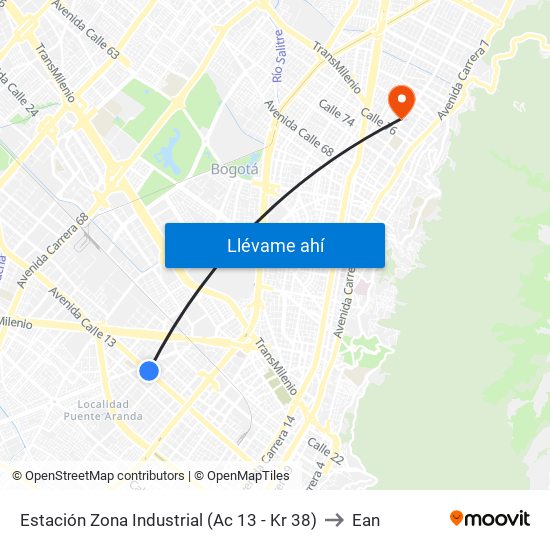 Estación Zona Industrial (Ac 13 - Kr 38) to Ean map
