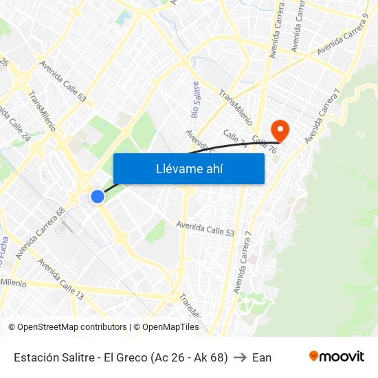 Estación Salitre - El Greco (Ac 26 - Ak 68) to Ean map