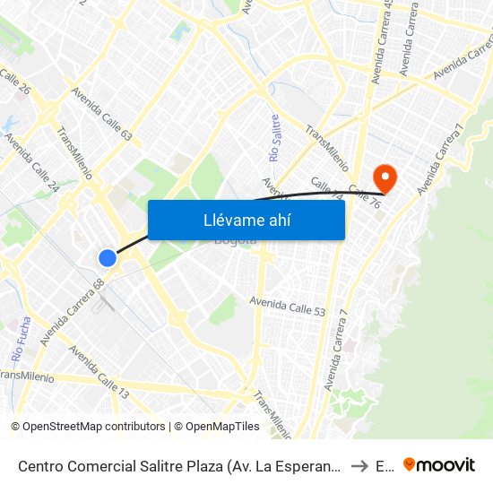 Centro Comercial Salitre Plaza (Av. La Esperanza - Kr 68a) to Ean map