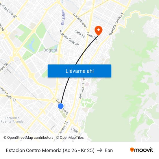 Estación Centro Memoria (Ac 26 - Kr 25) to Ean map
