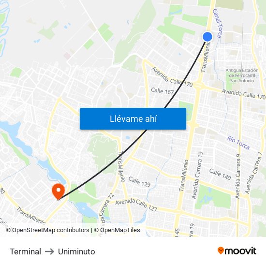 Terminal to Uniminuto map