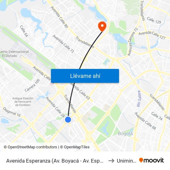 Avenida Esperanza (Av. Boyacá - Av. Esperanza) (A) to Uniminuto map