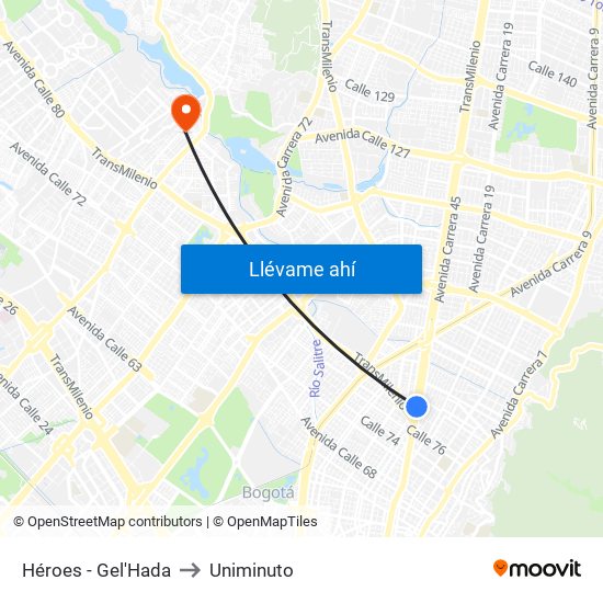 Héroes - Gel'Hada to Uniminuto map