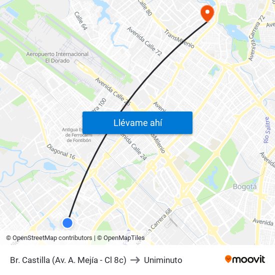 Br. Castilla (Av. A. Mejía - Cl 8c) to Uniminuto map