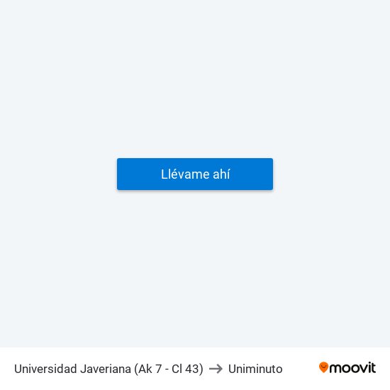 Universidad Javeriana (Ak 7 - Cl 43) to Uniminuto map