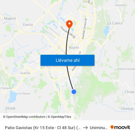 Patio Gaviotas (Kr 15 Este - Cl 48 Sur) (B) to Uniminuto map